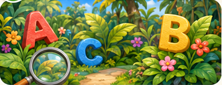 Letters hidden among tropical plants